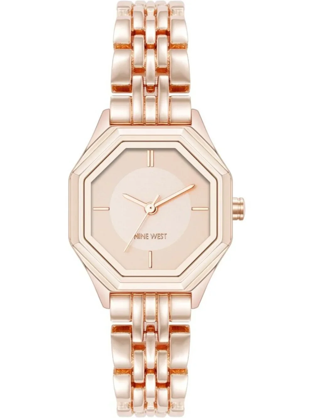 Nine West Women's Rose Gold Analog Japanese Quartz Octagonal Bracelet Watch